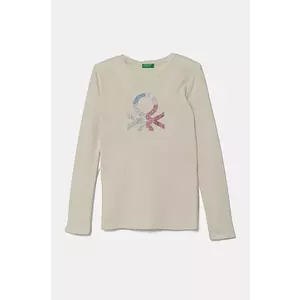 United Colors of Benetton longsleeve din bumbac pentru copii culoarea bej, 3I9WC10MY imagine