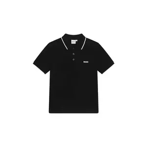 BOSS tricouri polo din bumbac pentru copii culoarea alb, cu imprimeu, J25P26 imagine