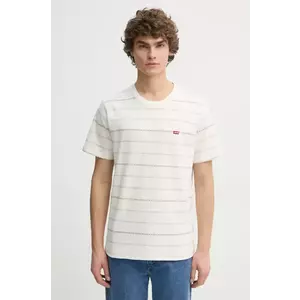 Levi's tricou din bumbac barbati, culoarea alb, neted imagine