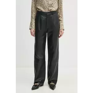 Joop! pantaloni de piele Lorena femei, culoarea negru, drept, high waist, 80000714 180031 imagine