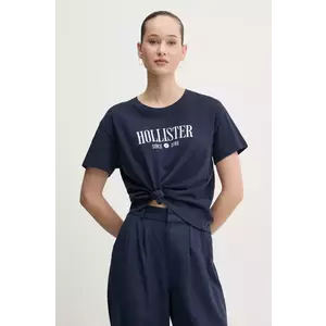 Hollister Co. tricou din bumbac femei, culoarea albastru marin, KI357-5000 imagine