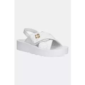 Love Moschino sandale de piele femei, culoarea alb, cu platforma, JA16044I1MIE0100 imagine