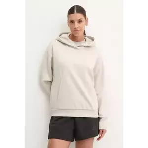 adidas bluza ALL SZN femei, culoarea bej, cu glugă, cu imprimeu, JD4675 imagine