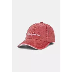 Pepe Jeans șapcă de baseball din bumbac WEI CAP culoarea roz, cu imprimeu, PL040364 imagine