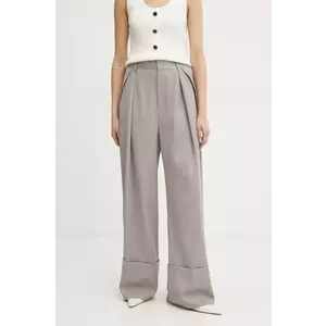 Victoria Beckham pantaloni de lana culoarea violet, lat, high waist, 1125WTR006059A imagine