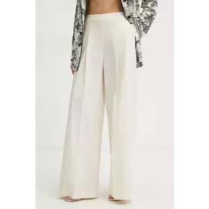 Simona Corsellini pantaloni femei, culoarea bej, lat, high waist, P25CPPA010 imagine