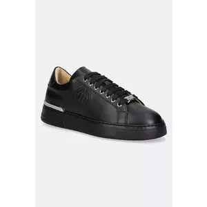 Philipp Plein sneakers din piele Nappa Lo-Top Hexagon culoarea negru, USC0692 PLE075N 0202 imagine