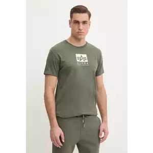 Alpha Industries tricou din bumbac Satin Logo T barbati, culoarea verde, cu imprimeu, 148513 imagine