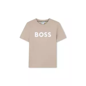 BOSS tricou de bumbac pentru copii culoarea bej, cu imprimeu, J52030 imagine