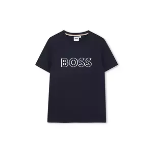 BOSS tricou de bumbac pentru copii culoarea albastru marin, cu imprimeu, J52034 imagine