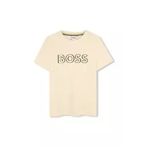 BOSS tricou de bumbac pentru copii culoarea bej, cu imprimeu, J52034 imagine