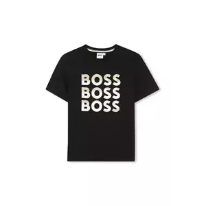 BOSS tricou de bumbac pentru copii culoarea negru, cu imprimeu, J52038 imagine