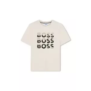 BOSS tricou de bumbac pentru copii culoarea bej, cu imprimeu, J52038 imagine