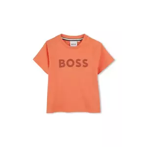 BOSS tricou din bumbac pentru bebelusi culoarea portocaliu, cu imprimeu, J52105 imagine