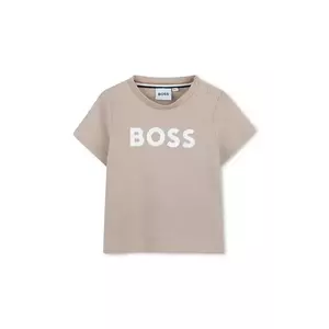 BOSS tricou din bumbac pentru bebelusi culoarea bej, cu imprimeu, J52105 imagine