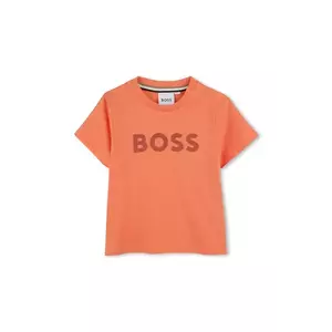 BOSS tricou din bumbac pentru bebelusi culoarea portocaliu, cu imprimeu, J52105 imagine