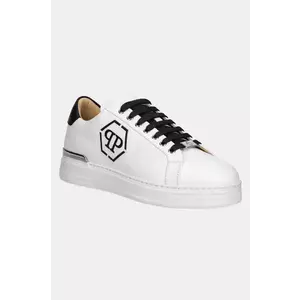 Philipp Plein sneakers din piele Nappa Lo-Top Hexagon culoarea alb, USC0692 PLE075N 02 imagine