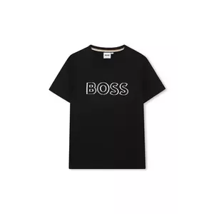 BOSS tricou de bumbac pentru copii culoarea negru, cu imprimeu, J52034 imagine