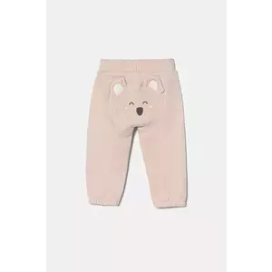 United Colors of Benetton pantaloni de trening din bumbac pentru bebeluși culoarea roz, neted, 3J70AF029 imagine