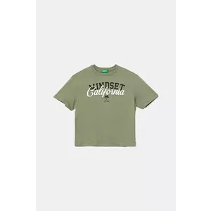 United Colors of Benetton tricou de bumbac pentru copii culoarea verde, cu imprimeu, 3I1XC10O4 imagine