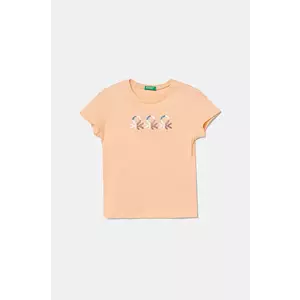 United Colors of Benetton tricou de bumbac pentru copii culoarea portocaliu, 3I1XC10MZ imagine