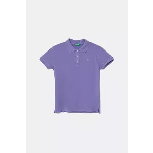 United Colors of Benetton tricou copii culoarea violet, cu guler, 3WG9C300O imagine