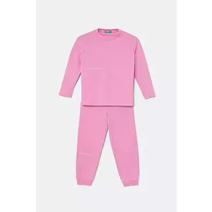 United Colors of Benetton pijamale de bumbac pentru copii culoarea roz, cu imprimeu, 30960P08D imagine