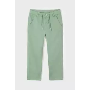 Mayoral pantaloni cu amestec de in pentru copii culoarea verde, neted, 3568 imagine