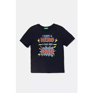 United Colors of Benetton tricou de bumbac pentru copii culoarea bleumarin, cu imprimeu, 3I1XG10IJ imagine