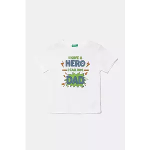 United Colors of Benetton tricou de bumbac pentru copii culoarea alb, cu imprimeu, 3I1XG10IJ imagine