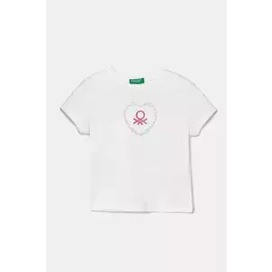 United Colors of Benetton tricou de bumbac pentru copii culoarea alb, 3I1XG10HU imagine