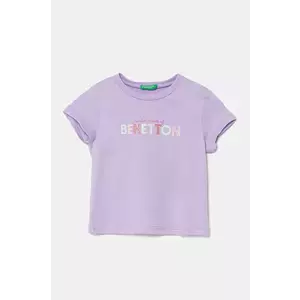 United Colors of Benetton tricou de bumbac pentru copii culoarea violet, 3I1XG10HU imagine