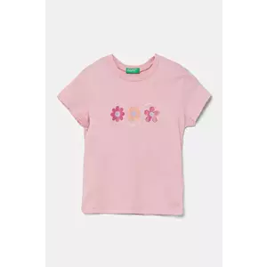 United Colors of Benetton tricou de bumbac pentru copii culoarea roz, 3I1XG10HU imagine