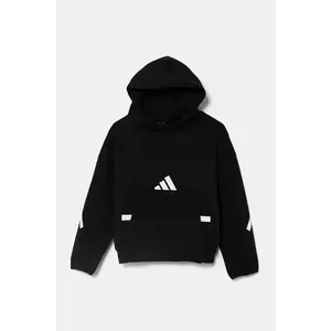 adidas bluza copii culoarea negru, cu glugă, cu imprimeu, IS6916 imagine