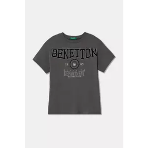 United Colors of Benetton tricou de bumbac pentru copii culoarea gri, cu imprimeu, 3I1XC10N3 imagine