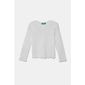 United Colors of Benetton longsleeve bebelusi culoarea alb, 3F1AG10I0 imagine