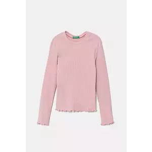 United Colors of Benetton longsleeve bebelusi culoarea roz, 3F1AG10I0 imagine