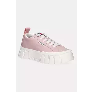 Tommy Jeans sneakers FLATFORM SNEAKER NYLON culoarea roz, EN0EN02793 imagine