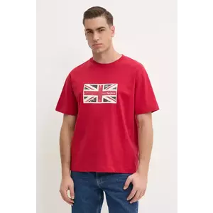 Pepe Jeans tricou din bumbac UNION TEE barbati, culoarea rosu, cu imprimeu, PM509790 imagine