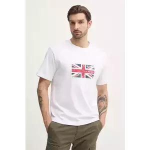 Pepe Jeans tricou din bumbac UNION TEE barbati, culoarea alb, cu imprimeu, PM509790 imagine