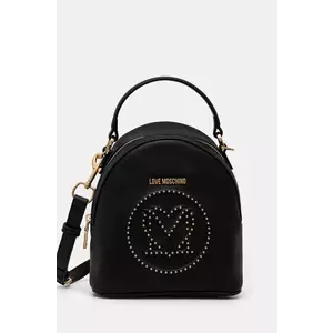 Love Moschino ghiozdan de piele femei, culoarea negru, mic, cu imprimeu, JC4069PP1 imagine