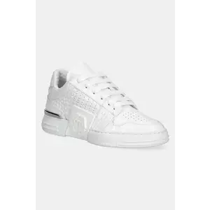 Philipp Plein sneakers din piele Hexagon Croco Printed Leather culoarea alb, USC0695 PLE010N 01 imagine