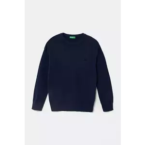 United Colors of Benetton pulover de bumbac pentru copii culoarea albastru marin, light, 1098C107W imagine