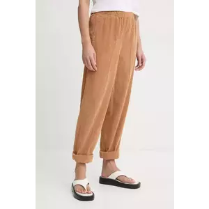 American Vintage pantaloni femei, culoarea maro, lat, high waist, PADO137E25 imagine