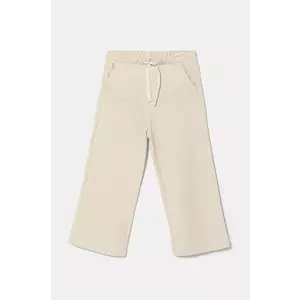 United Colors of Benetton pantaloni de trening din bumbac pentru copii culoarea bej, neted imagine