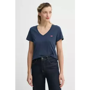 Levi's tricou din bumbac LSE_PERFECT VNECK femei, culoarea albastru marin, A3170 imagine