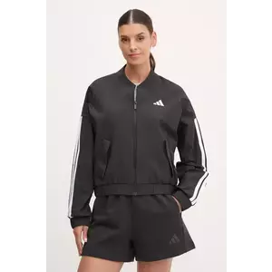 adidas geaca bomber Essentials femei, culoarea negru, de tranzitie, oversize, JD5317 imagine