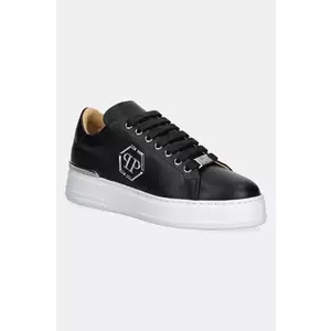 Philipp Plein sneakers din piele Nappa Lo-Top Hexagon femei, culoarea negru, USC0670 PLE010N 02 imagine