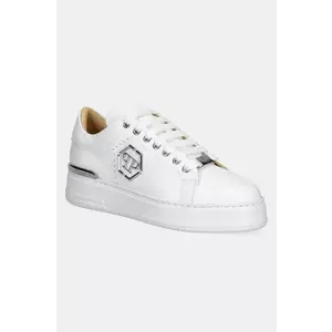 Philipp Plein sneakers din piele Nappa Lo-Top Hexagon culoarea alb, USC0670 PLE010N 01 imagine