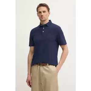 Hackett London polo de bumbac culoarea albastru marin, neted, HM563444 imagine